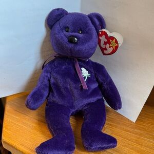 Ty Princess Diana Beanie Baby Deep Purple Plush Bear